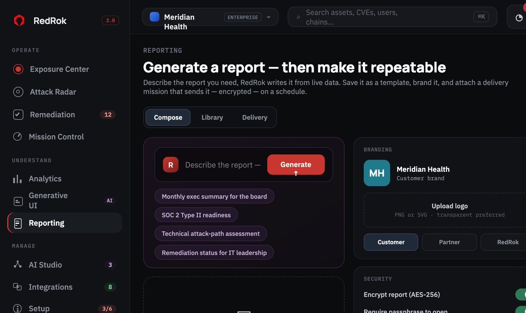 Reporting with per-customer branding